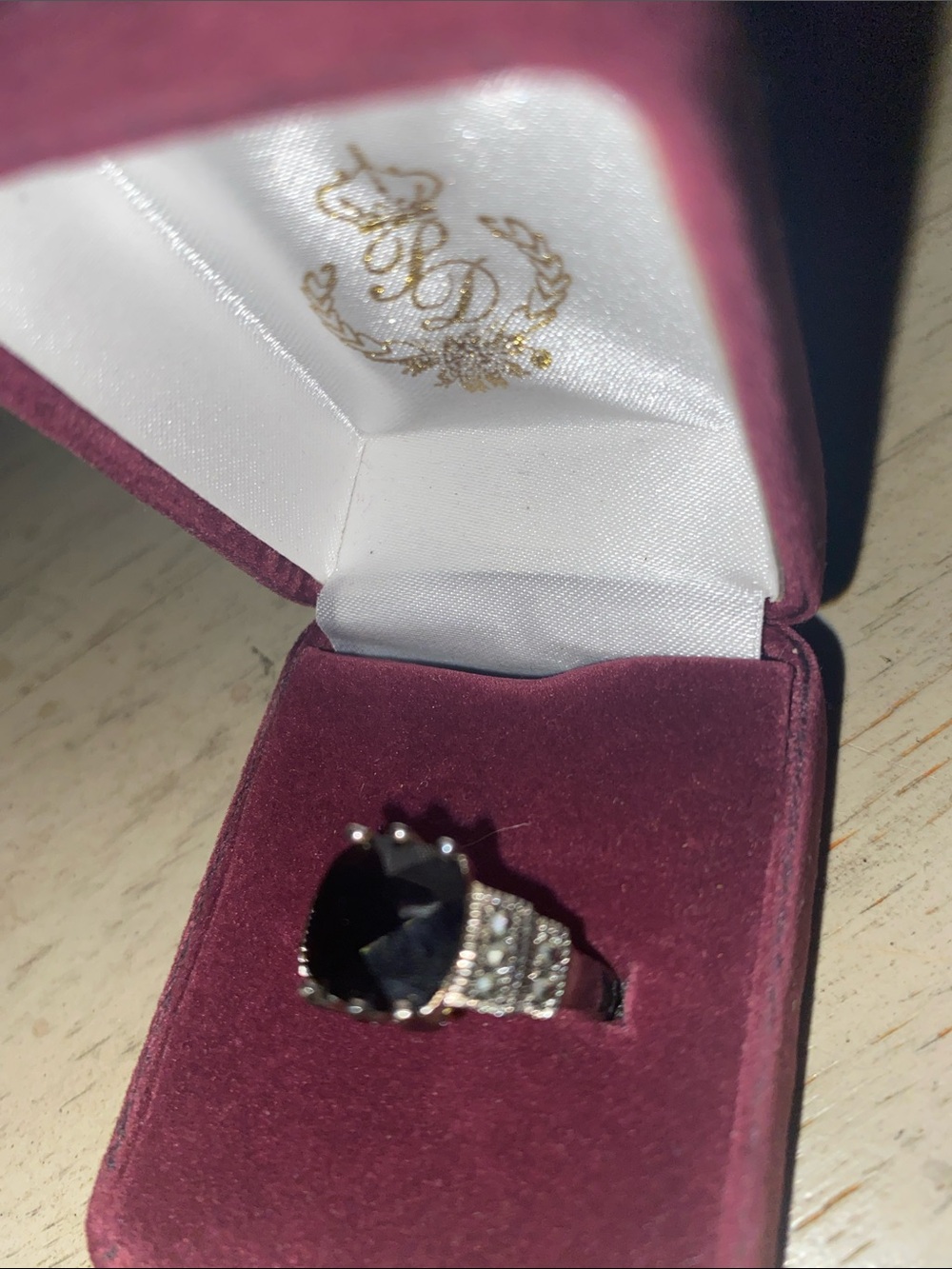 Beautiful deep Ruby Red Ring, stainless steel band, Premiere Designs 1995